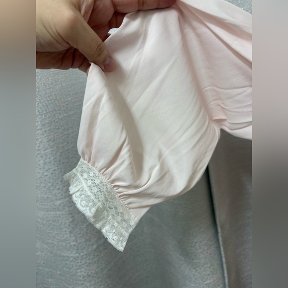 Sara Beth Vintage Nightgown Blush Pink Lace Embroidered Bow Women’s S  90s Dress - Picture 7 of 11